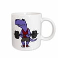 thumbnail image 1 of 3drose, Funny Cute T-rex Dinosaur Bodybuilder Lifting Weights Cartoon, 15oz Mug, 1 of 6