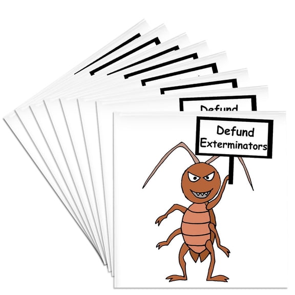 Funny Cute Termite With Defund Exterminators Protest Sign , set of 8 Ceramic Tile Coasters