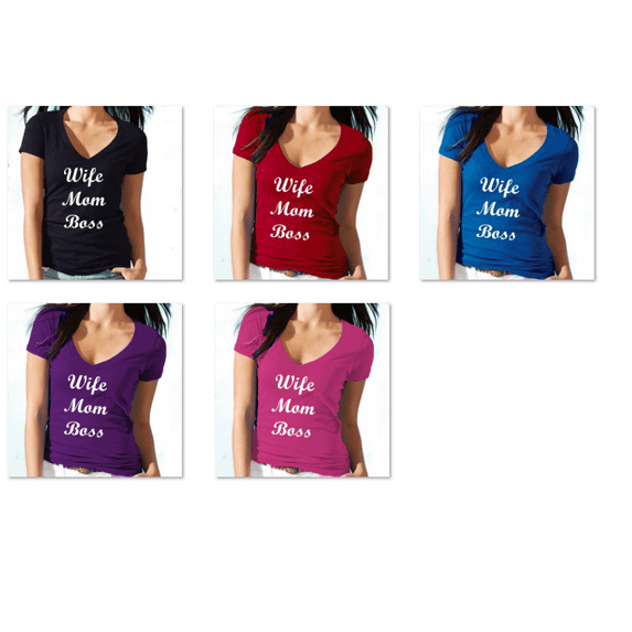 Funny Cute Wife Mom Boss Short Sleeve T-shirt Love Mother Tee Soft and Comfy Shirt, Lightweight Shirt Color Red Large