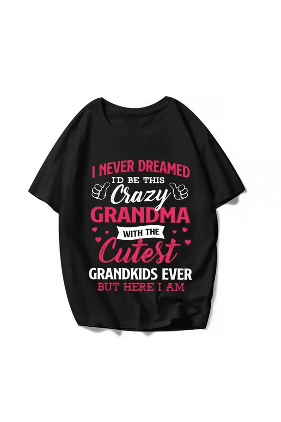 Funny Cutest Grandkids Grandma Women T-Shirt Nana Mother's Day Casual Cute Graphics Shirts Tops Gift Tee Black X-Large