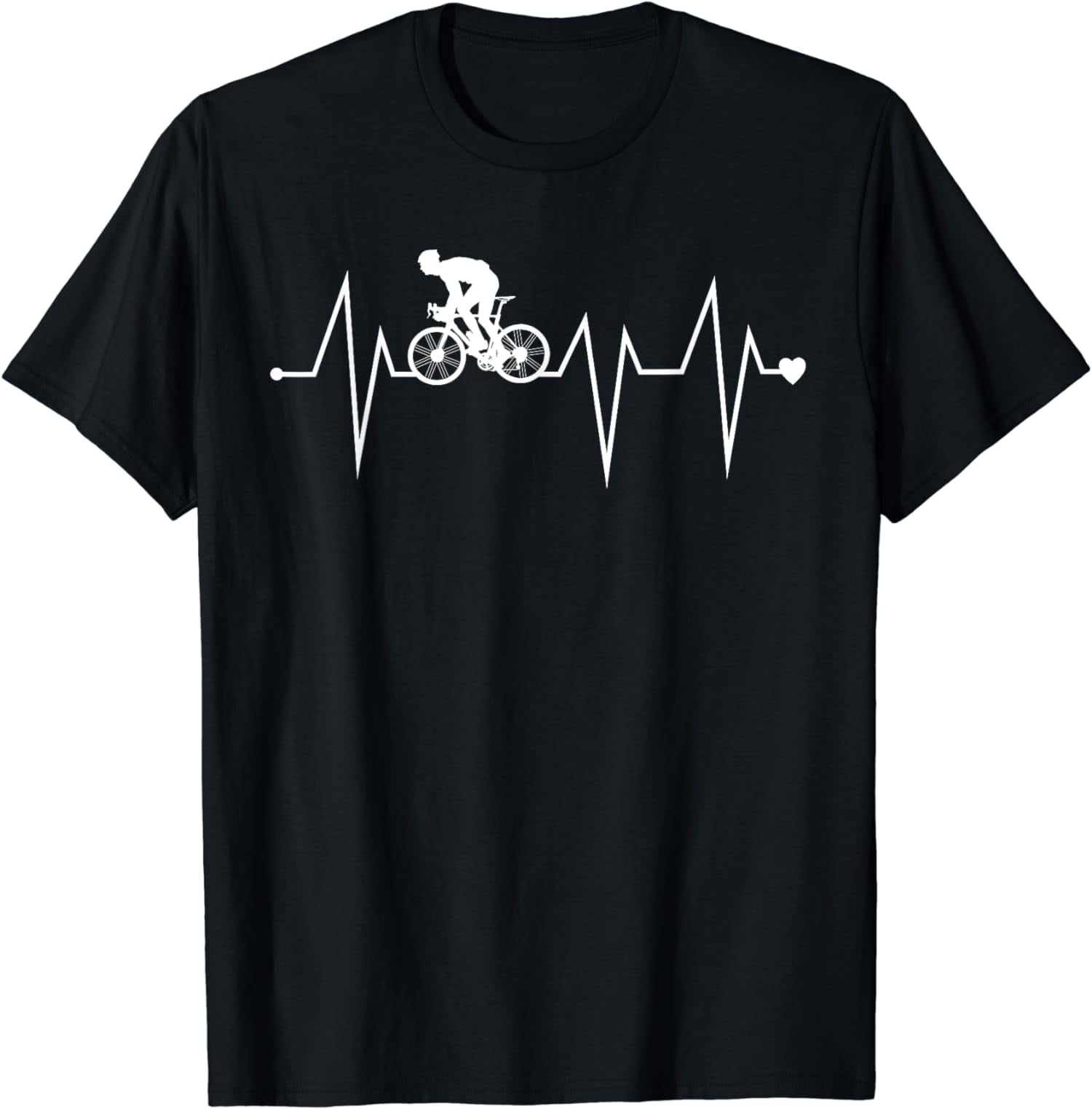 Funny Cycling Cyclist Biker Heartbeat Heart Pulse Rate EKG TShirt