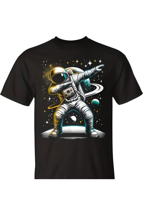 Funny Dabbing Astronaut Space T-Shirt Cool Galaxy Graphic Tee Retro Outer Space Cosmic Mens Womens Casual Top