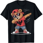 Funny Dabbing Bear Albania Flag Patriotic Albanian T-Shirt