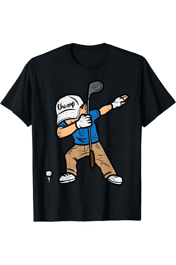 Funny Dabbing Golfer Cartoon T-Shirt for Golfer Dad & Men
