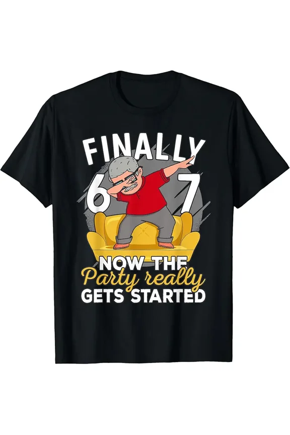 Funny Dabbing Grandpa 67th Birthday Gift for Him Graphic Short Sleeve T-Shirt