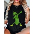thumbnail image 1 of Funny Dabbing Pickle Graphic Women Unisex Soft Cotton Summer T-Shirt, 1 of 6