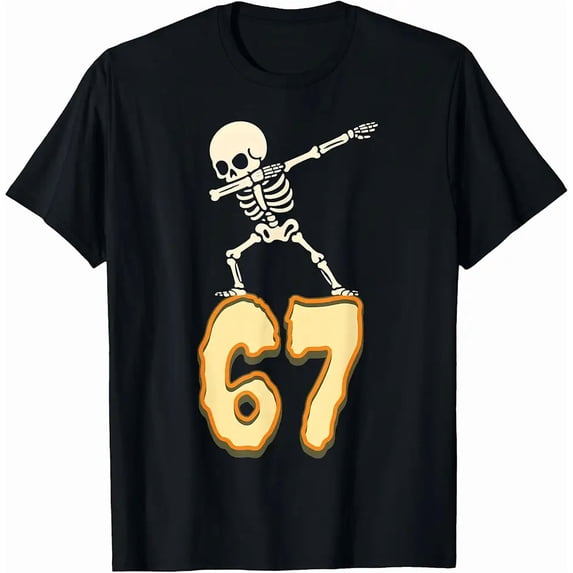 Funny Dabbing Skeleton Bones Graphic 67 Number Unisex Short Sleeve T-Shirt