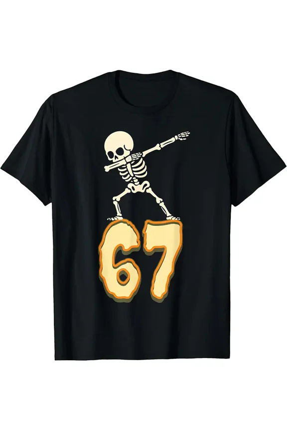 Funny Dabbing Skeleton Bones Graphic 67 Number Unisex Short Sleeve T-Shirt