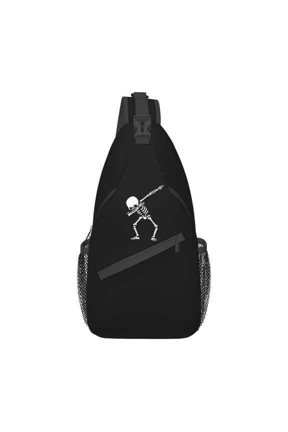 Funny Dabbing Skeleton Pose Sling Crossbody Chest Bag Men Fashion Hip Hop Skull Shoulder Backpack for Travel Cycling