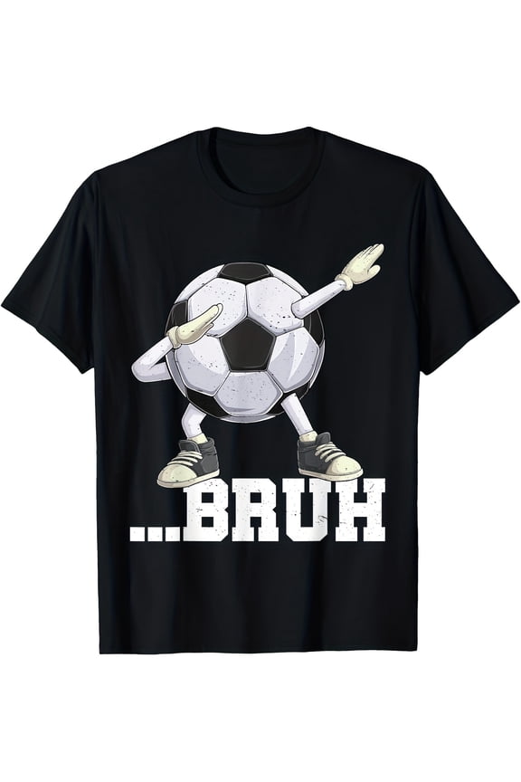 Funny Dabbing Soccer Ball Bruh Graphic Tee Retro Sports Humor Unisex Adult T-Shirt