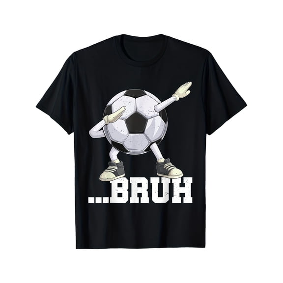 Funny Dabbing Soccer Ball Bruh Graphic Tee Retro Sports Humor Unisex Adult T-Shirt
