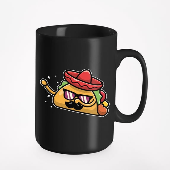 Funny Dabbing Taco, Cinco De Mayo, Lover of Tacos, Black 15oz Ceramic Mug