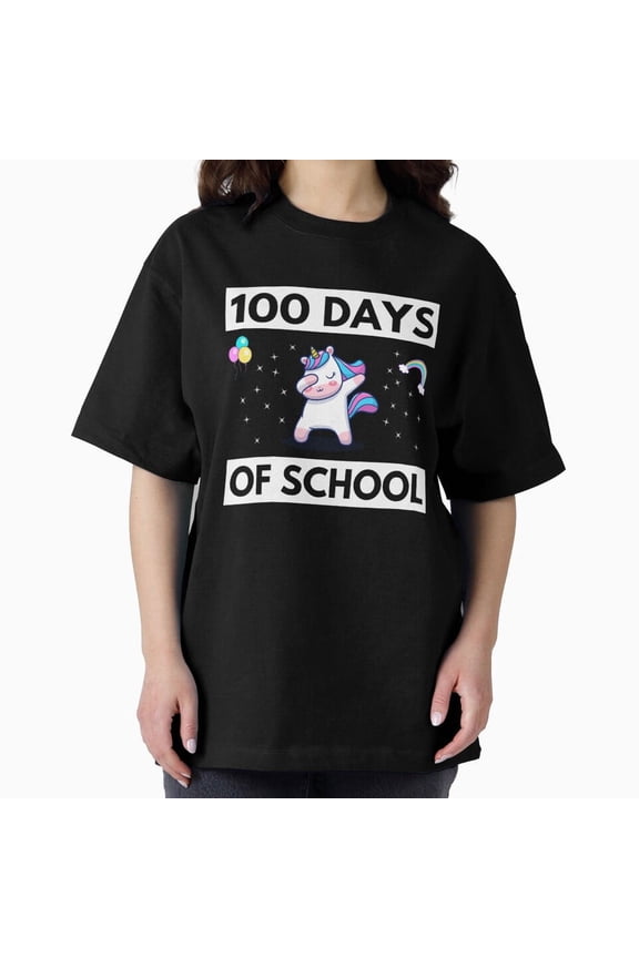 Funny Dabbing Unicorn 100 Days of School Teacher & Student Tee Gift Unisex T-Shirt, up to Size 5XL