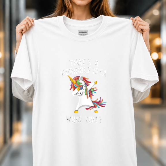 Funny Dabbing Unicorn Cartoon Graphic Horrible Idea What Time Humor Unisex T-Shirt, S- 5XL
