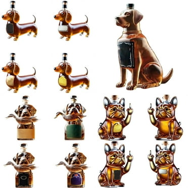 Funny Dachshund Dog Whiskey Bottle, 3D Engraved Dog Shaped Whiskey Glasses,Unique Wine Decanter for Men Dad,Home Bar Dachshund Lover Decor
