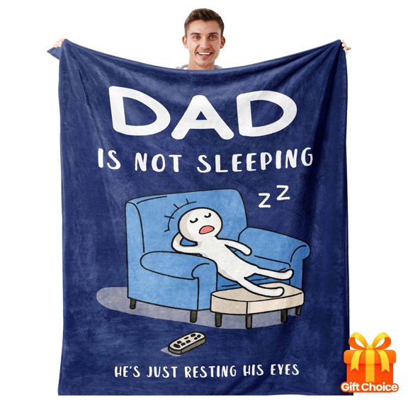 Funny Dad Blanket Gift Dad Husband "Dad Is Not Sleeping 2Z" Humorous Design Soft Flannel All Season Throw Machine Washable Birthday Father's Day Present Fathers Day Blanket Humorous Theme