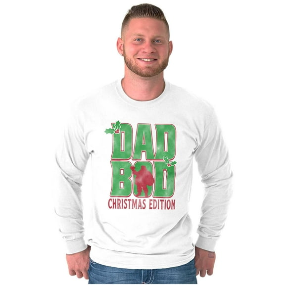 Funny Dad Bod Christmas Edition Mens Long Sleeve Tee T Shirt Brisco Brands S