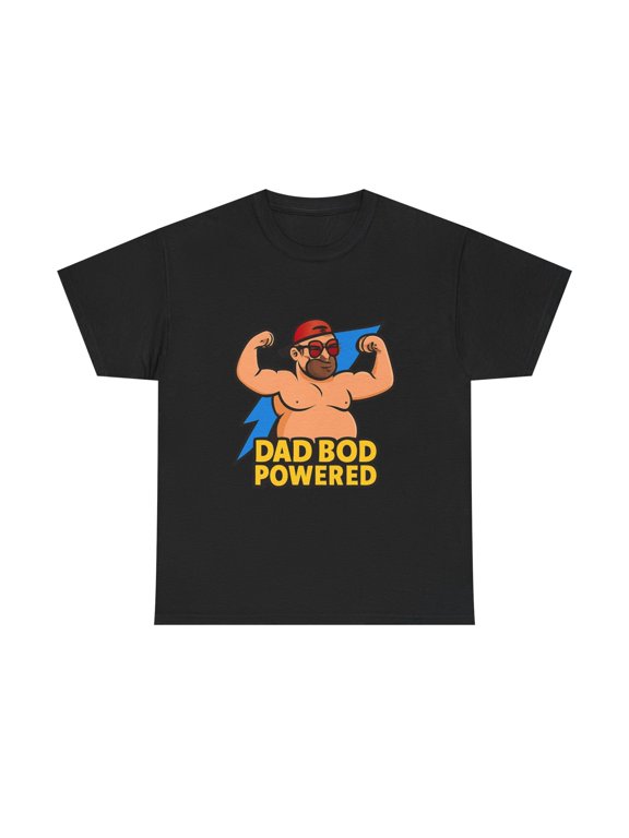 Funny Dad Bod Shirt Powered Humor Father's Day Gift Tee