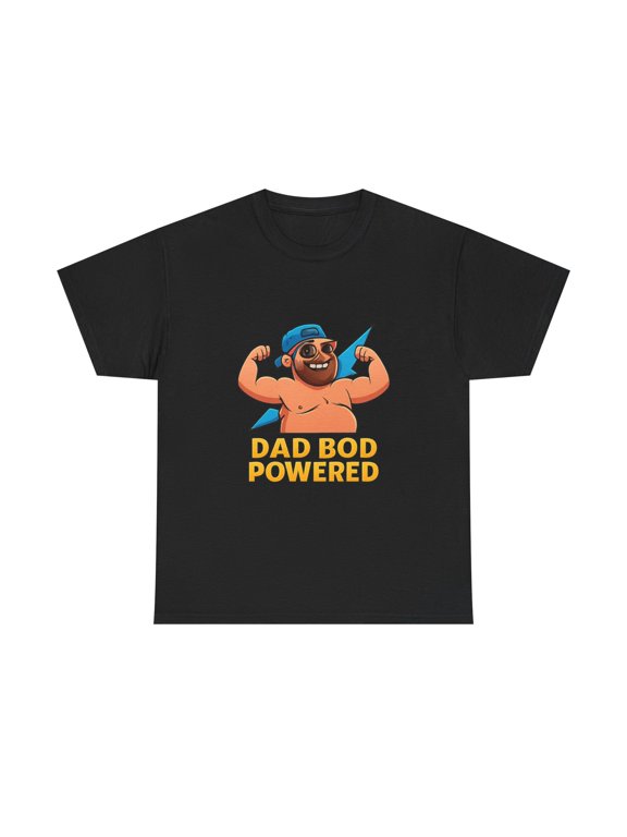 Funny Dad Bod Shirt Powered Humor Father's Day Gift Tee
