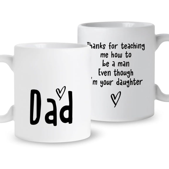 Funny Dad Coffee Mug Gift, Thanks for Teaching Me How to Be a Man, Dad Mug Gift from Daughter, Christmas Birthday Father''s Day Gift for Dad, Best Dad Ever Funny Novelty Gifts for Dad, Ceramic 11oz