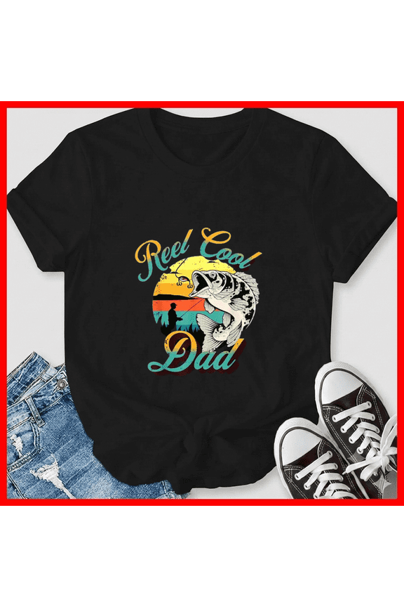 Funny Dad Fathers Day Gift Real Cool Dad Fishing Dad Joke Top Unisex T-Shirt, up to size 5XL