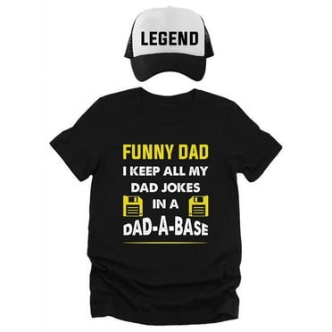 Funny Dad Gifts - I Keep All My Dad Jokes in a Dad-a-Base Shirt, Hat, and Socks Set for Men - Father's Day Gift Idea - Small Shirt - Unique and Hilarious Gifts for Dad - Great for Birthdays