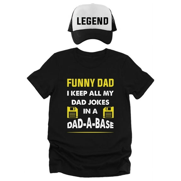 Funny Dad Gifts - I Keep All My Dad Jokes in a Dad-a-Base Shirt, Hat, and Socks Set for Men - Father's Day Gift Idea - Small Shirt - Unique and Hilarious Gifts for Dad - Great for Birthdays