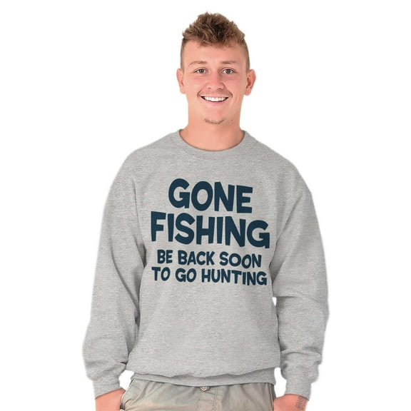 Funny Dad Gone Fishing Hunting Season Men's Big & Tall Crewneck Sweatshirt Brisco Brands 2X