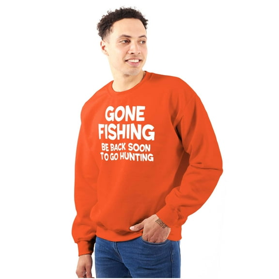Funny Dad Gone Fishing Hunting Season Men's Big & Tall Crewneck Sweatshirt Brisco Brands 3X
