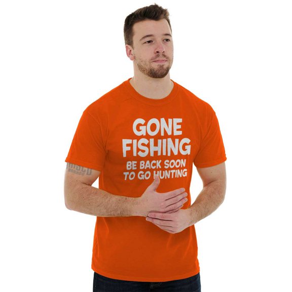 Funny Dad Gone Fishing Hunting Season Men's Big & Tall Crewneck Graphic Tee Brisco Brands 3X