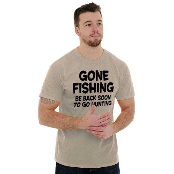 Funny Dad Gone Fishing Hunting Season Men's Graphic T Shirt Tees Brisco Brands L