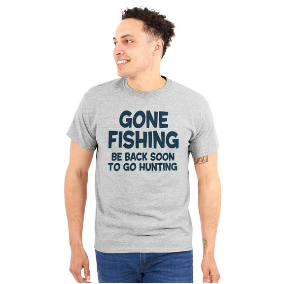 Funny Dad Gone Fishing Hunting Season Men's Graphic T Shirt Tees Brisco Brands L