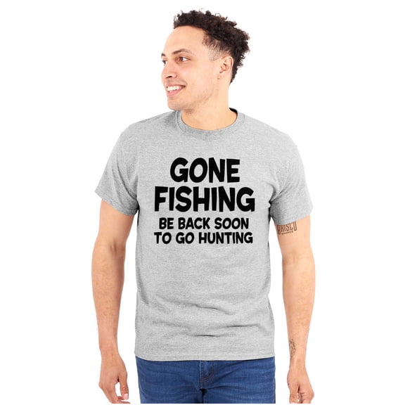 Funny Dad Gone Fishing Hunting Season Men's Graphic T Shirt Tees Brisco Brands L