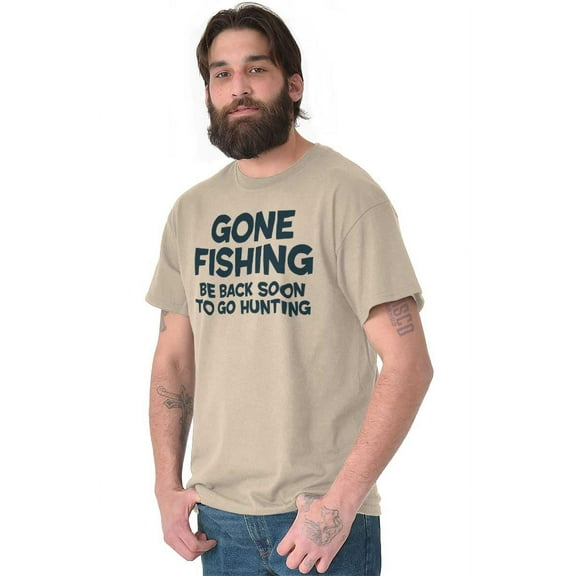 Funny Dad Gone Fishing Hunting Season Men's Graphic T Shirt Tees Brisco Brands S