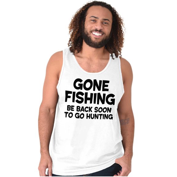 Funny Dad Gone Fishing Hunting Season Tank Top Sleeveless Tee Men Brisco Brands S