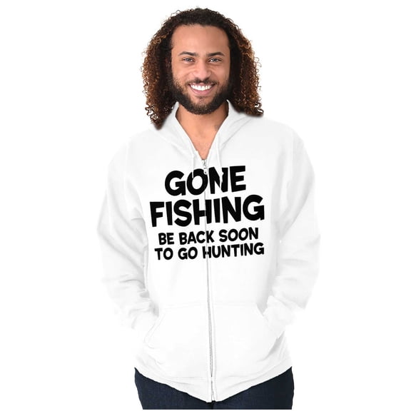 Funny Dad Gone Fishing Hunting Season Zip Hoodie Sweatshirt Men Brisco Brands L