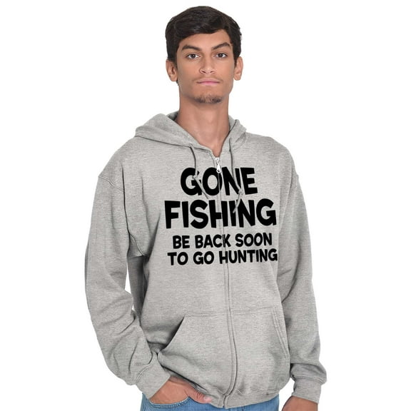 Funny Dad Gone Fishing Hunting Season Zip Hoodie Sweatshirt Men Brisco Brands S