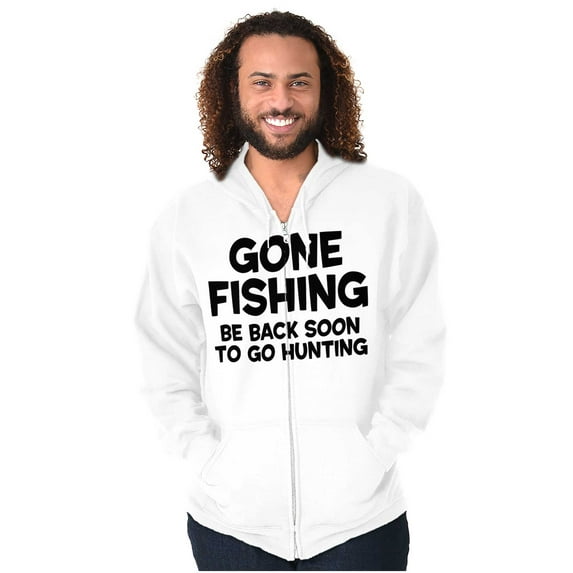 Funny Dad Gone Fishing Hunting Season Zip Hoodie Sweatshirt Men Brisco Brands X