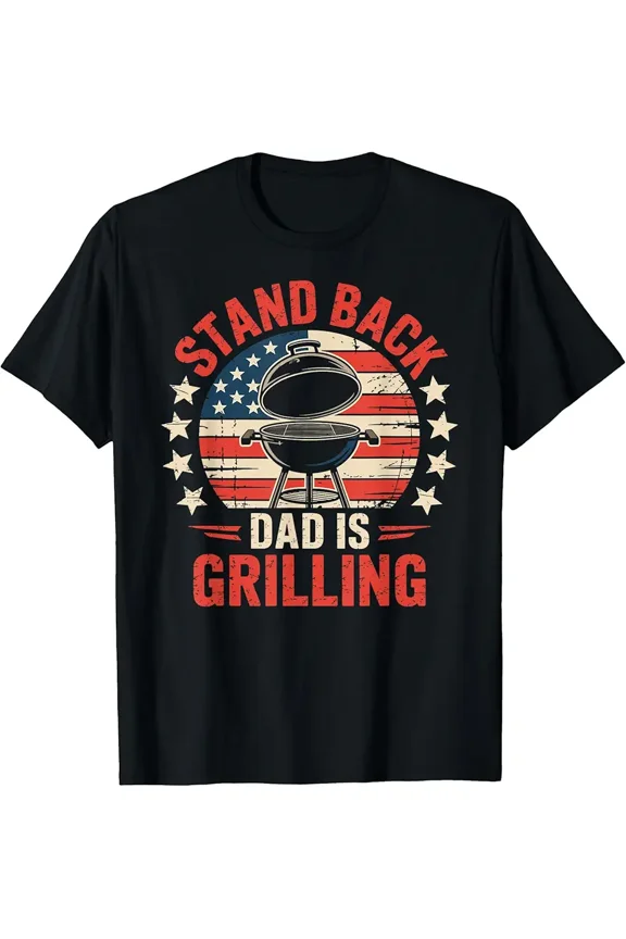 Funny Dad Is Grilling BBQ Smoker Patriotic Graphic for Men T-Shirt