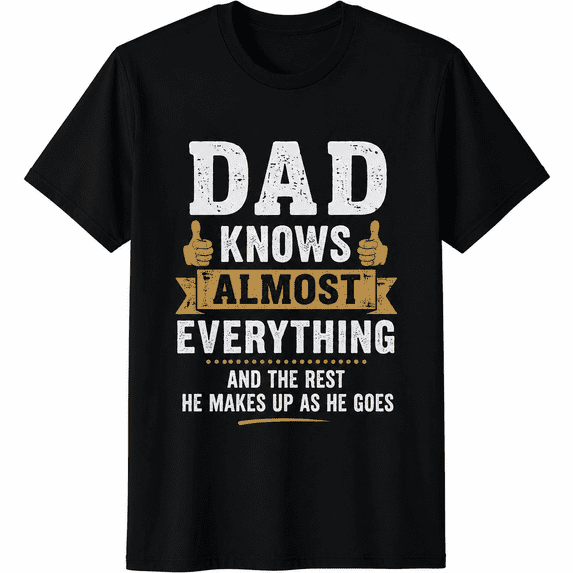 Funny Dad Knows Almost Everything T-Shirt, Humorous Father Quote Graphic Tee, Casual Gift for Dad