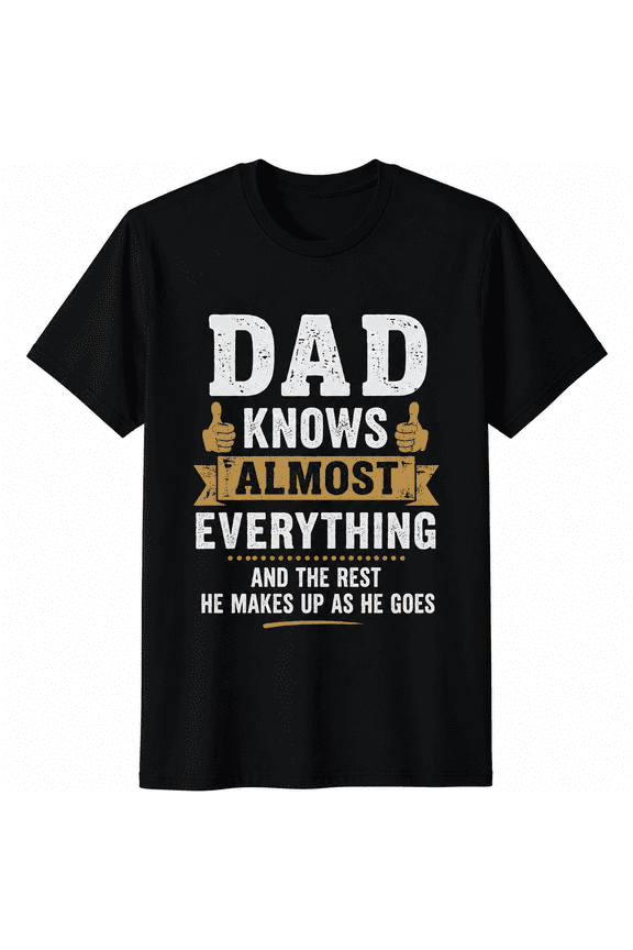 Funny Dad Knows Almost Everything T-Shirt, Humorous Father Quote Graphic Tee, Casual Gift for Dad