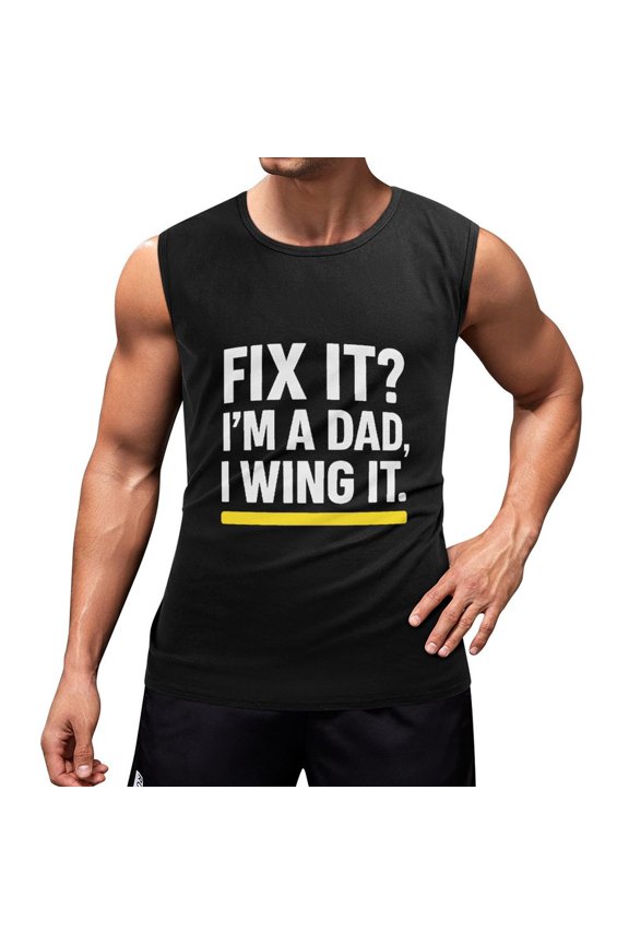 Funny Dad Men's Sleeveless Muscle Shirt Cotton Tank Top for Gym Walking and Daily Wear X-Large
