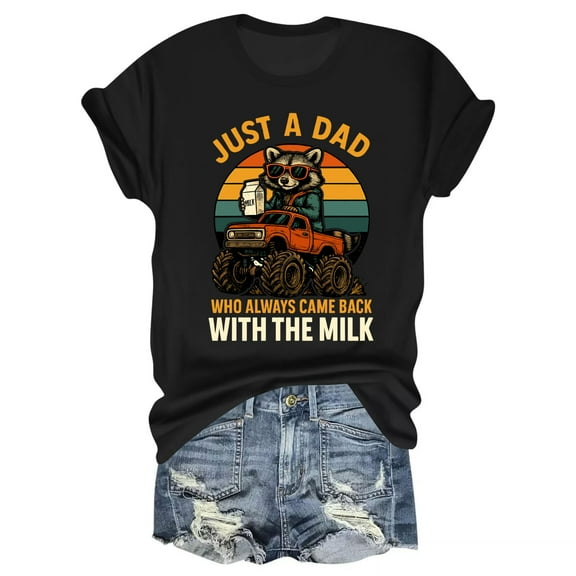 Funny Dad T-Shirt - Just A Dad Who Always Came Back With The Milk - Fathers Day Humor Tee - Men's Sizes S-3XL