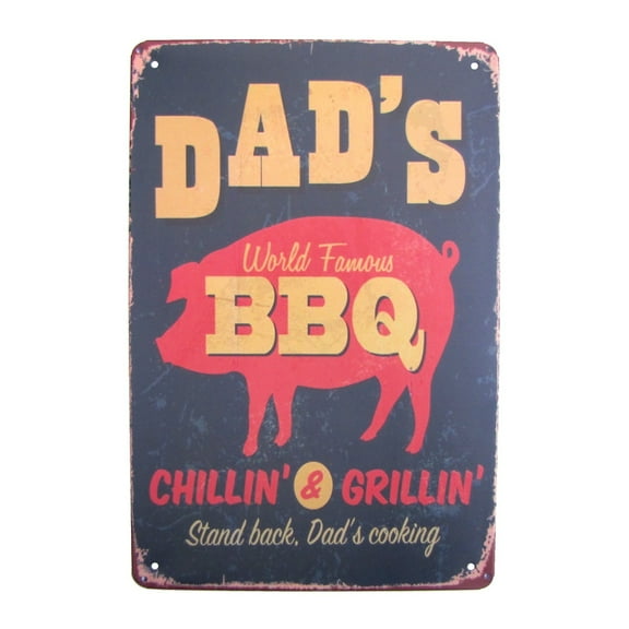 Funny Dad's BBQ Metal Sign Backyard Grill Picnic Man Cave Garage Home Bar Pub Wall Decor