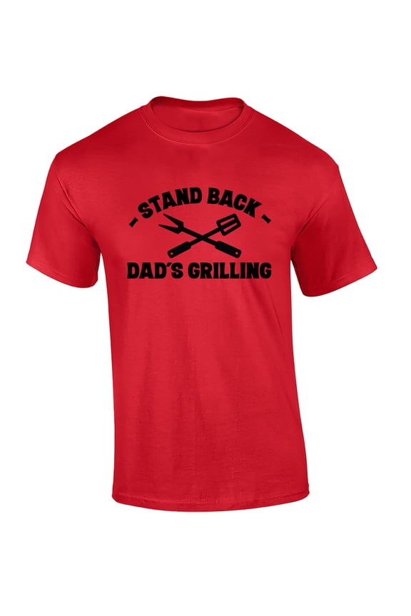 Funny Dad's Grilling Adult Mens Short Sleeve T-Shirt-Red-Large