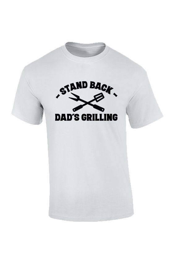 Funny Dad's Grilling Adult Mens Short Sleeve T-Shirt-White-Large