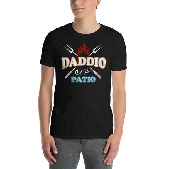 Funny Daddio Of The Patio Fathers Day BBQ Grill Quote Tshirt (Black, M)