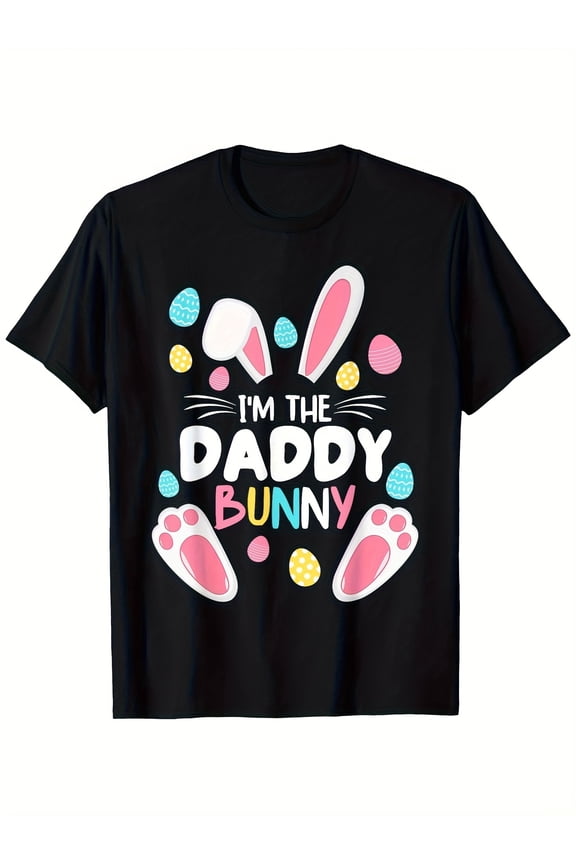 Funny Daddy Bunny Easter T-Shirt for Men, Cute Festive Spring Holiday Graphic Tee, Perfect Dad Gift Apparel