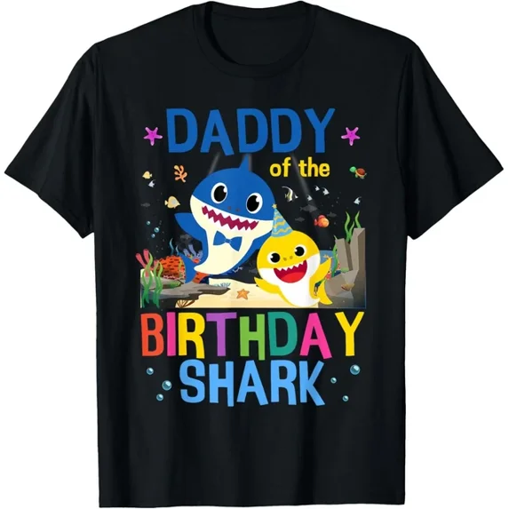 Funny Daddy Of The Birthday Family Shark Kids Birthday T-Shirt Unisex S-5XL Hot Trending Shirt, Vintage Birthday Gift