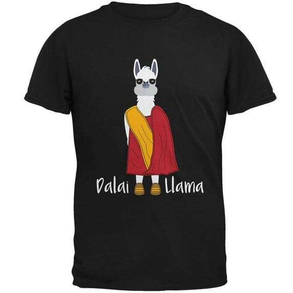 Funny Dalai Lama Llama Pun Mens T Shirt Black SM